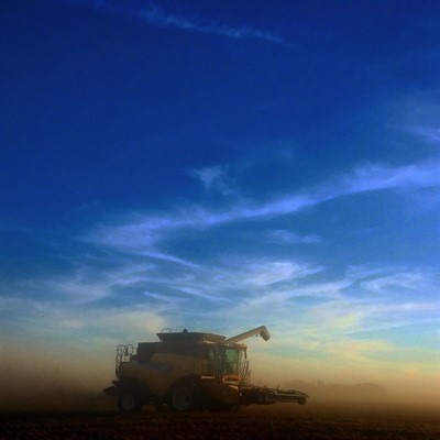 Kim-Roadhouse combine at sunset